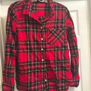 Red Plaid Button-Up Shirt